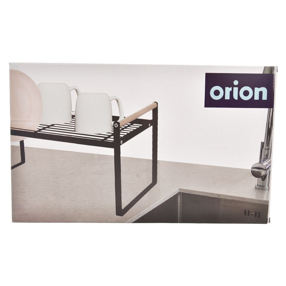 Elegant kitchen shelf in black metal and wood for order in the home
