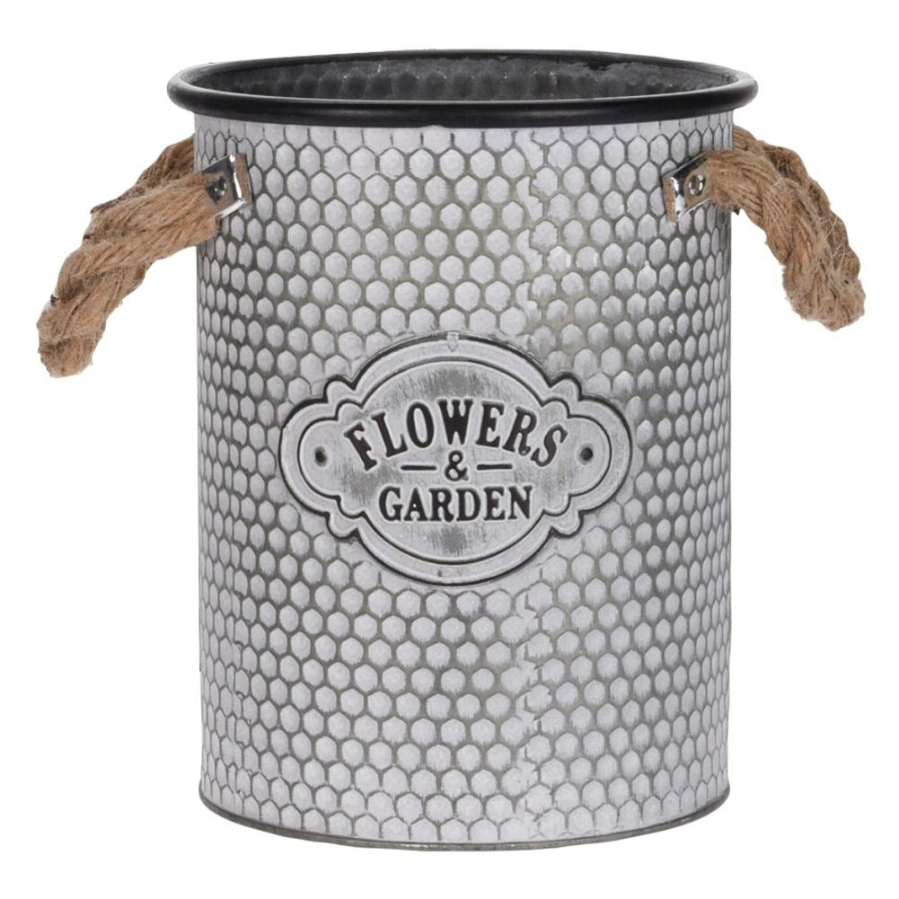 Elegant metal pot with retro style and rope handle