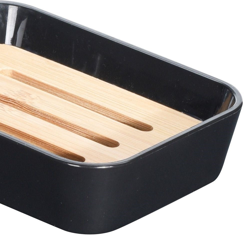 Elegant plastic and bamboo soap dish for classic soap