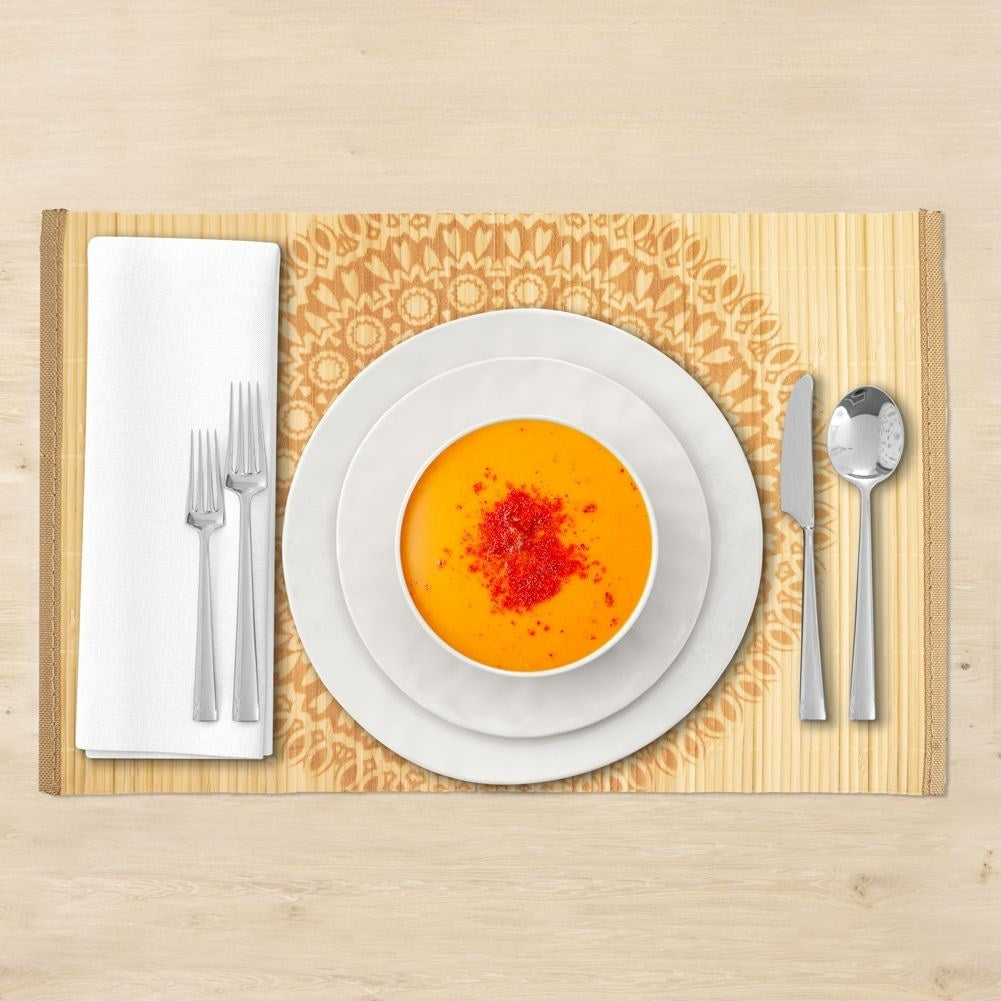 Elegant rectangular bamboo placemat protects the table
