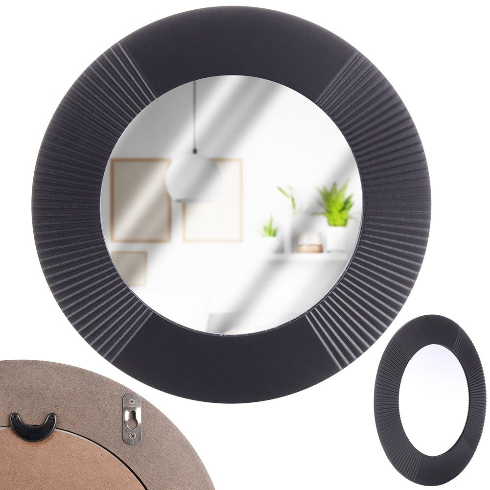 Elegant round mirror with wide black MDF frame