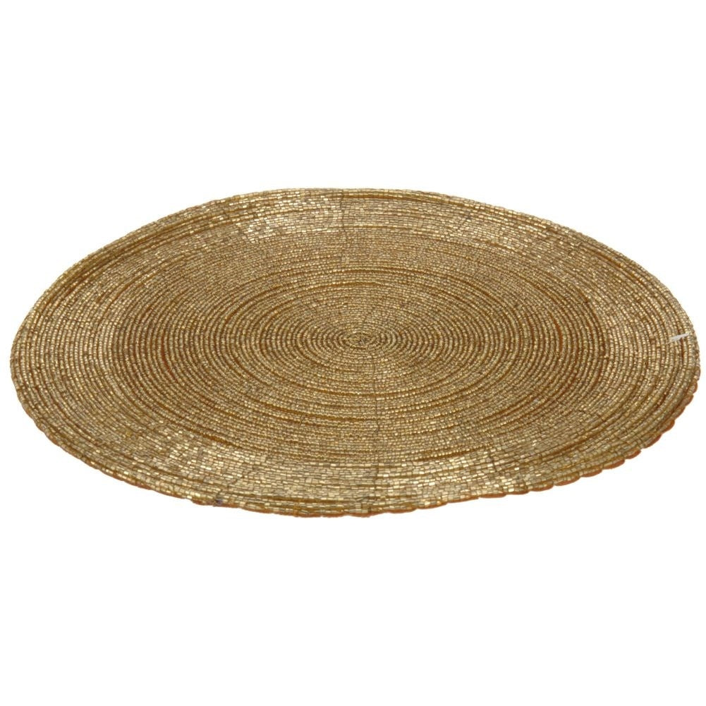 Elegant round placemat in trendy golden colour