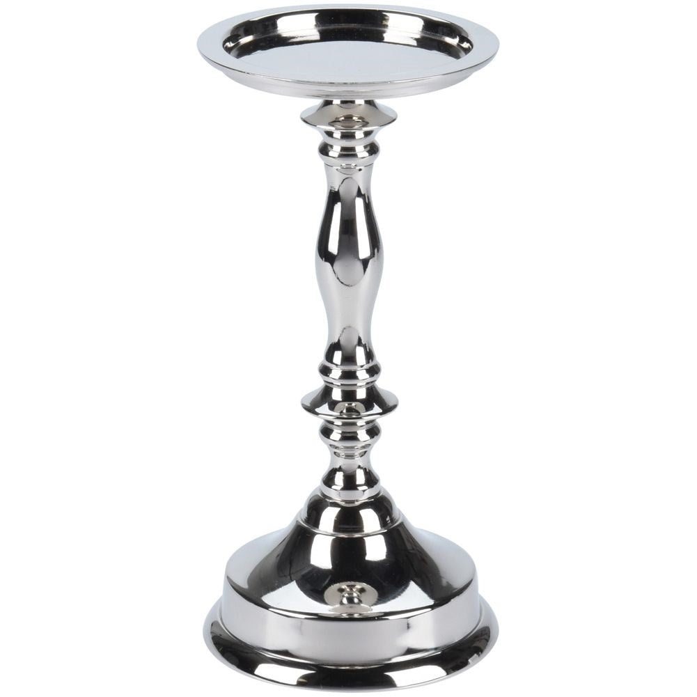 Elegant silver candle holder in classic highly polished metal