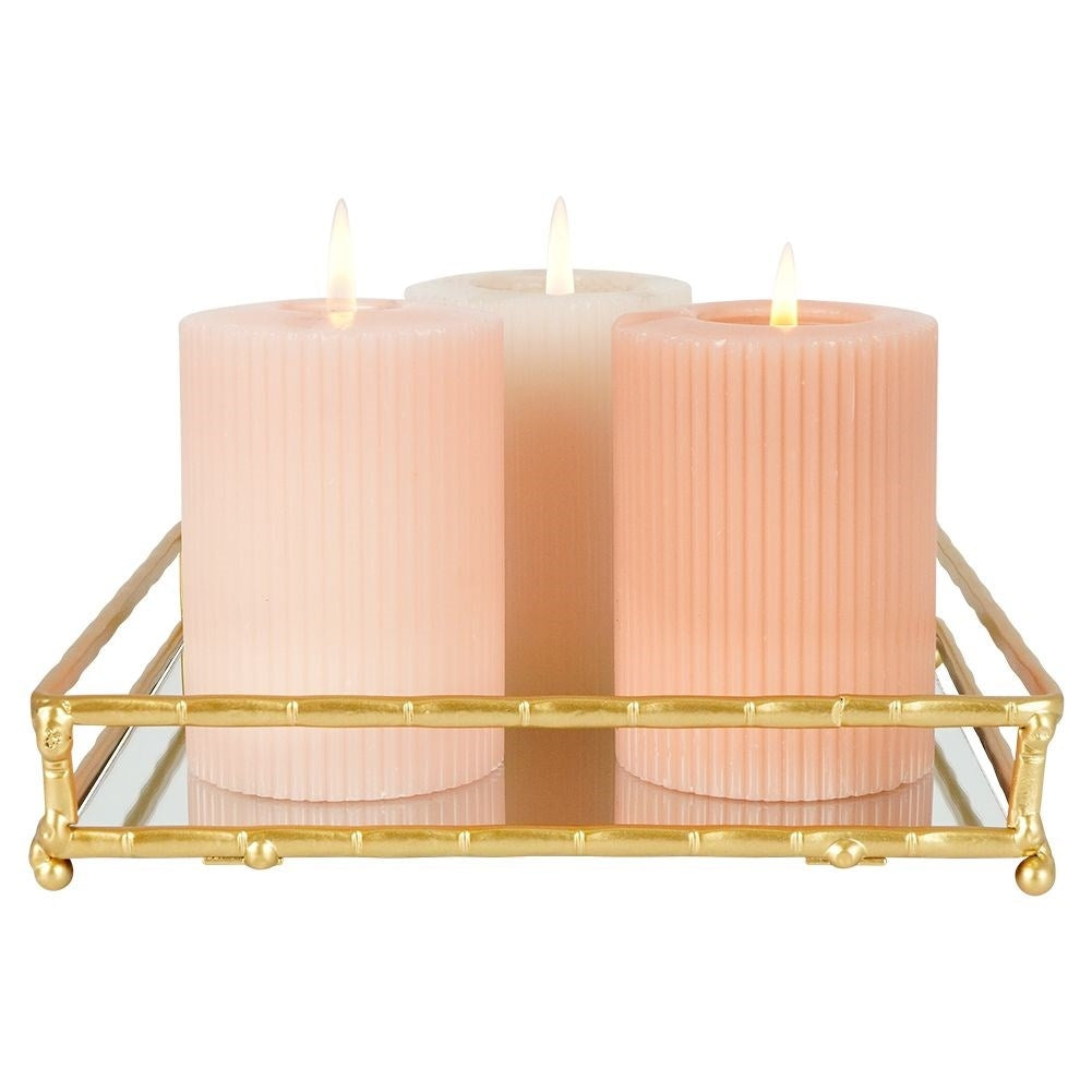 Elegant square mirror tray in gold, 20.5x20.5 cm