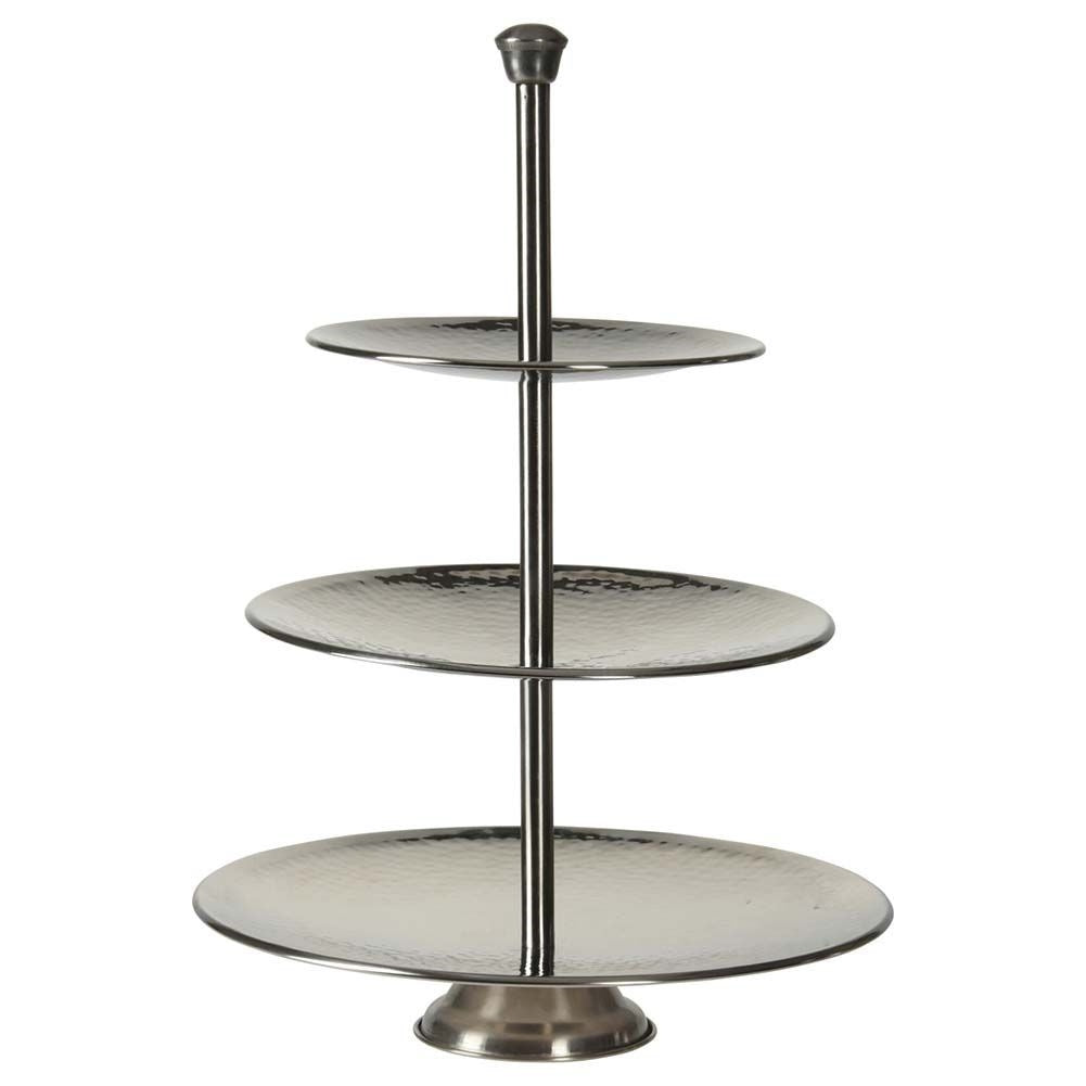 Elegant three-tier stainless steel cake plate for desserts