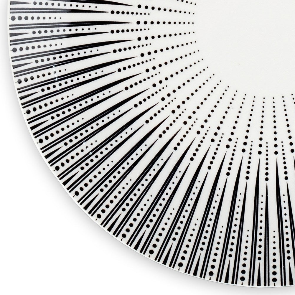Elegant white porcelain tableware with sophisticated black decor