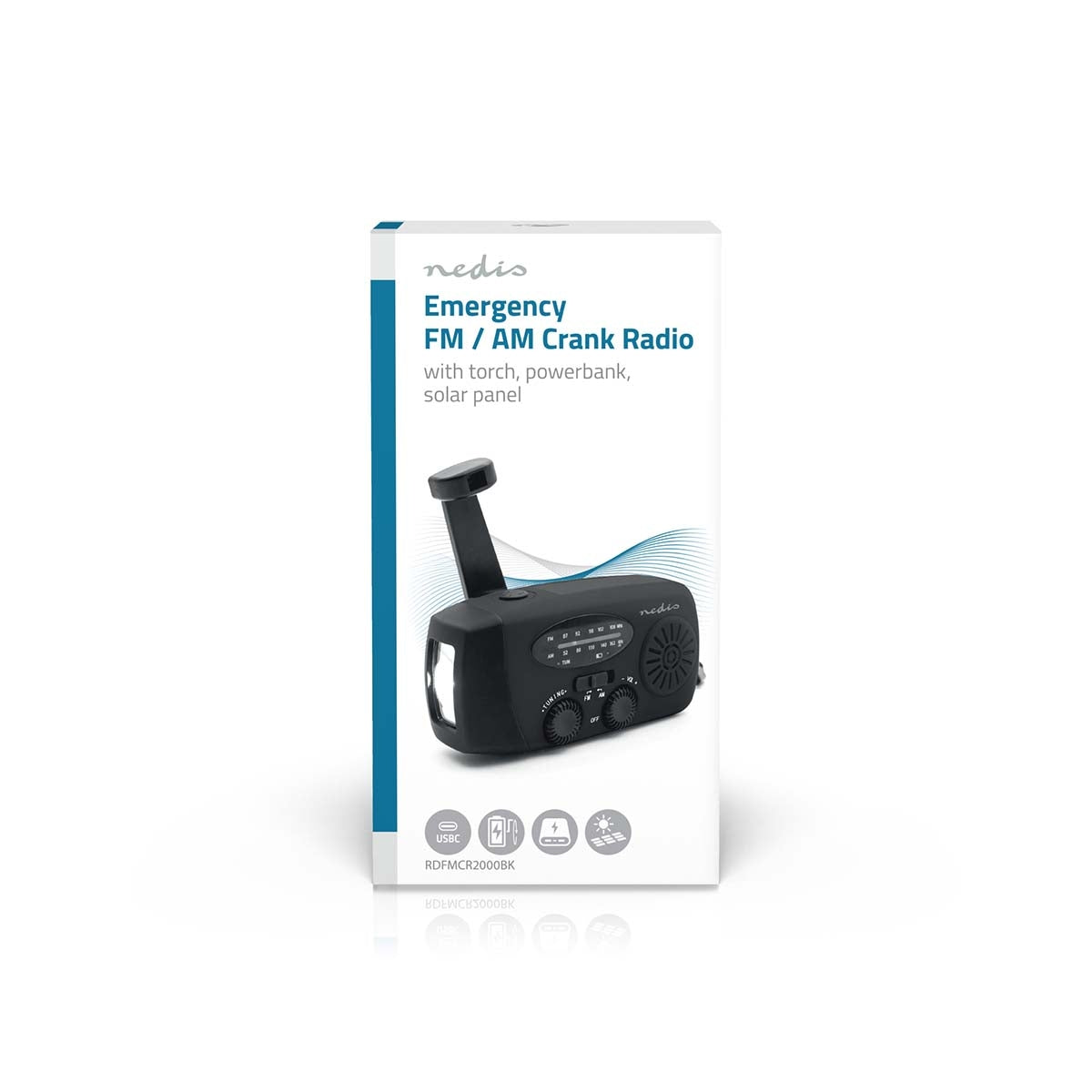 Emergency Radio with AM/FM, Powerbank, LED Torch, Black