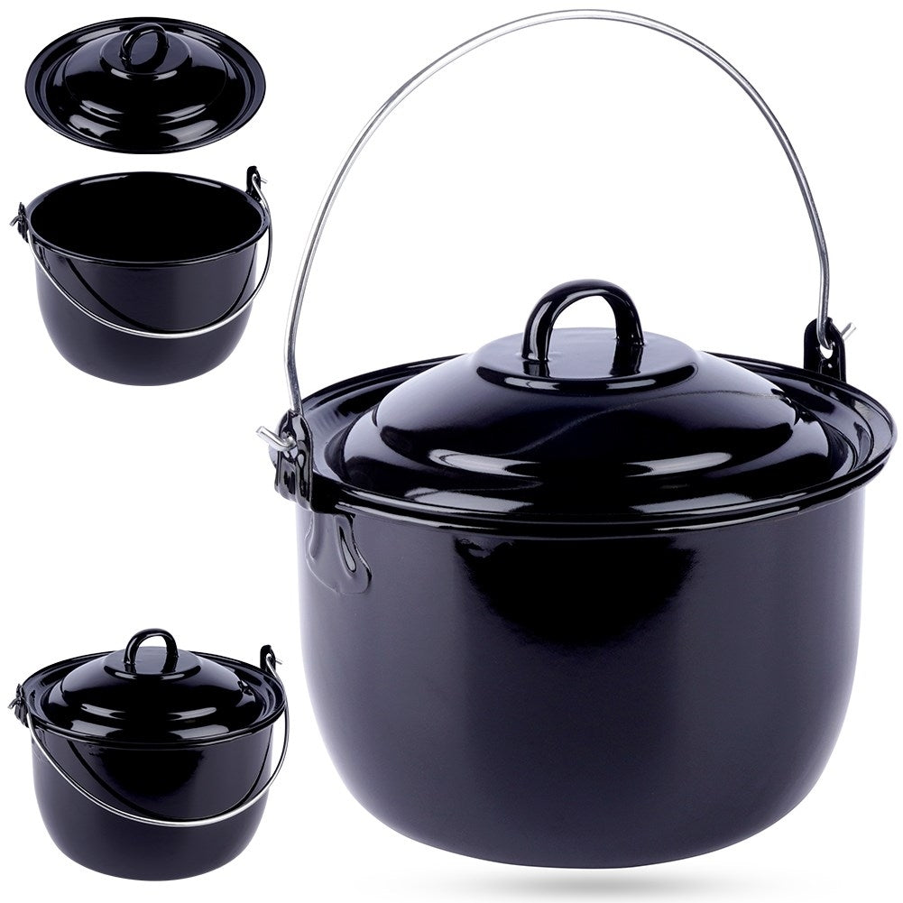 Enameled Hungarian Pot 3.8L with Lid for Outdoor Cooking