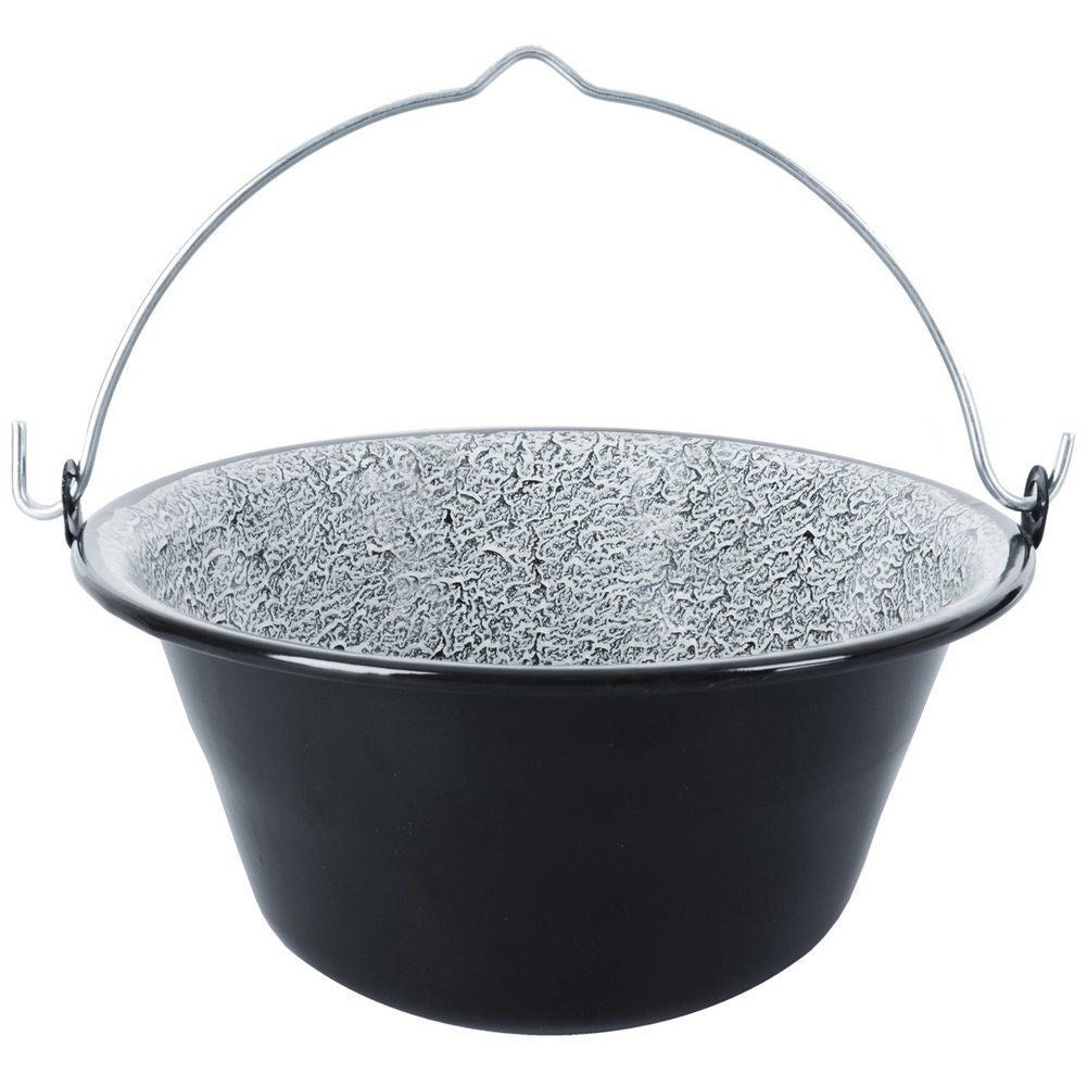 Enameled Hungarian pot for cooking over an open fire