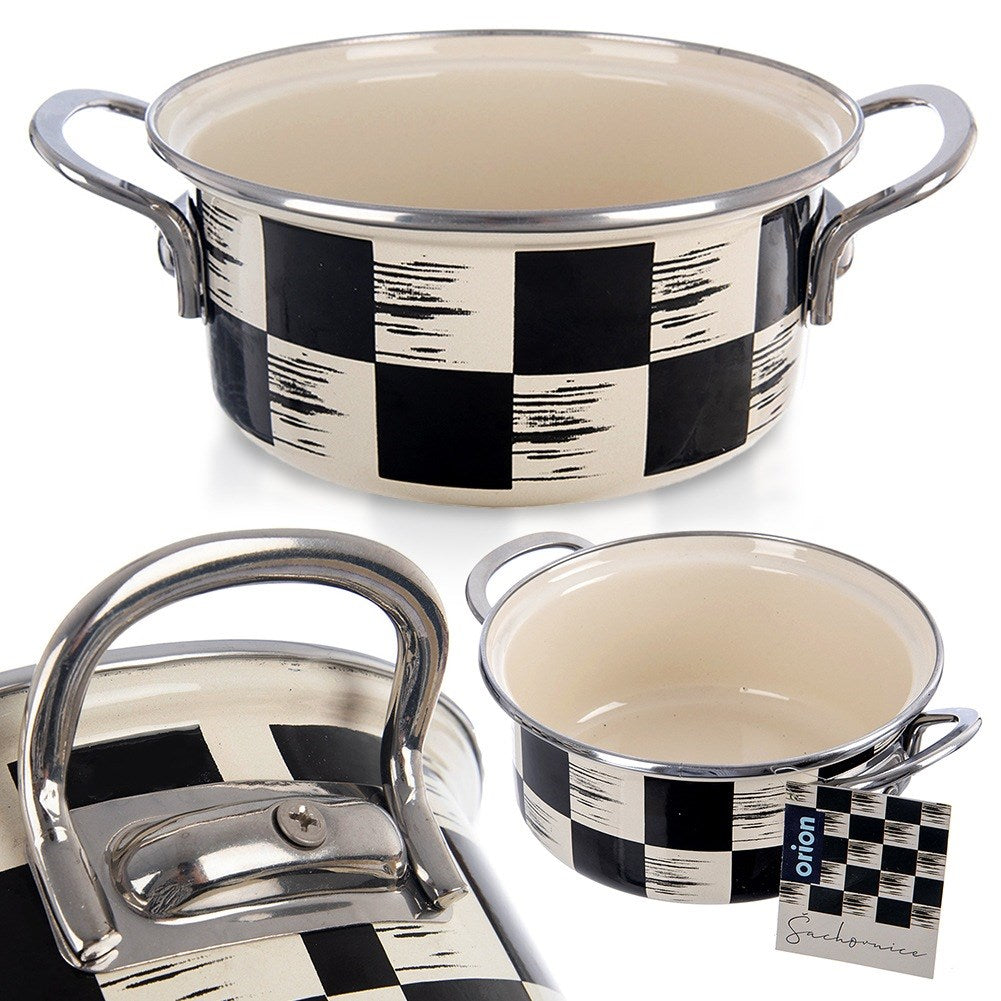 Enameled pot CHECKERED BOARD 18 cm, 1.5 l