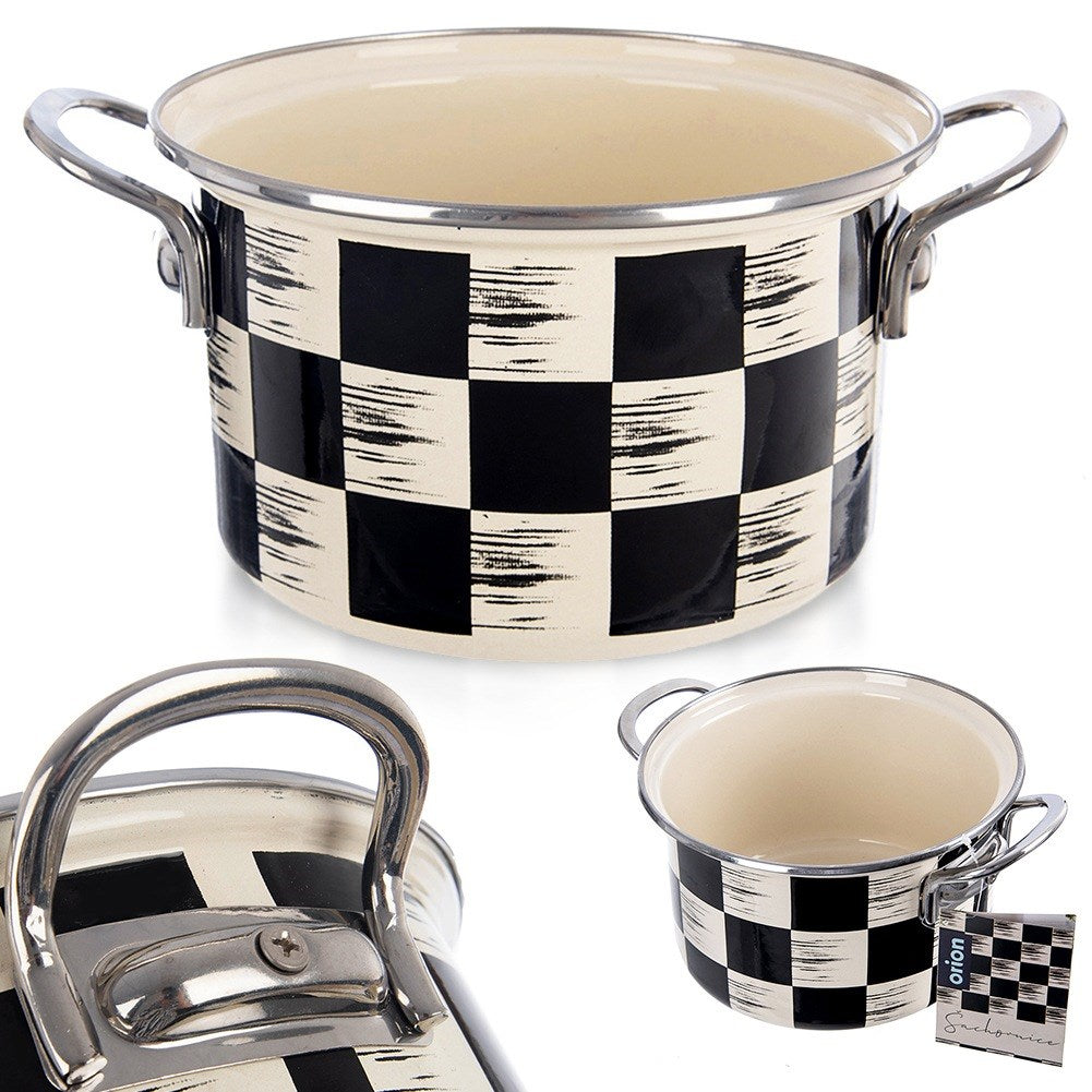 Enameled pot CHECKERED BOARD 18 cm, 2 l
