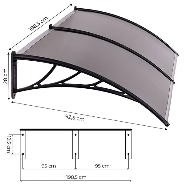 Entrance Door Canopy, 200x100 cm, Polycarbonate Cover