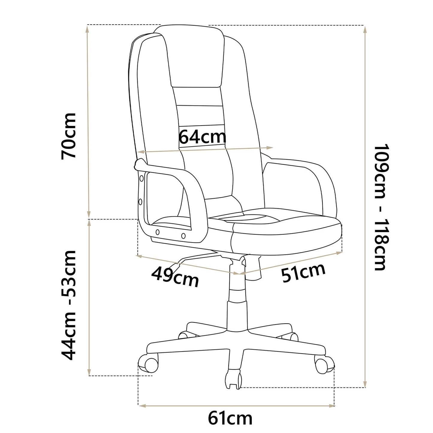 Ergonomic Office Chair, Black-Brown, Adjustable Height