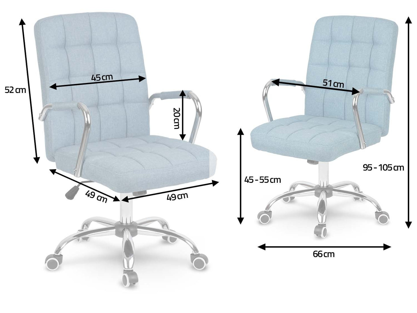 Ergonomic office chair Benton in Blue Textile