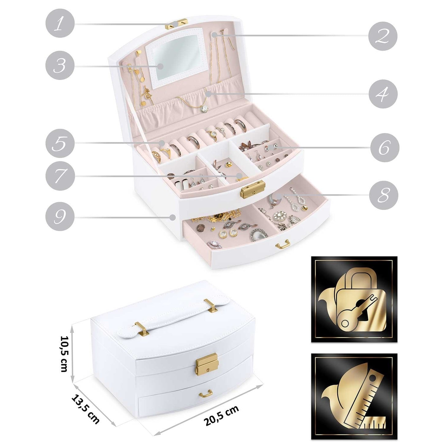 Exclusive Jewelery box Massido MS-708 - White