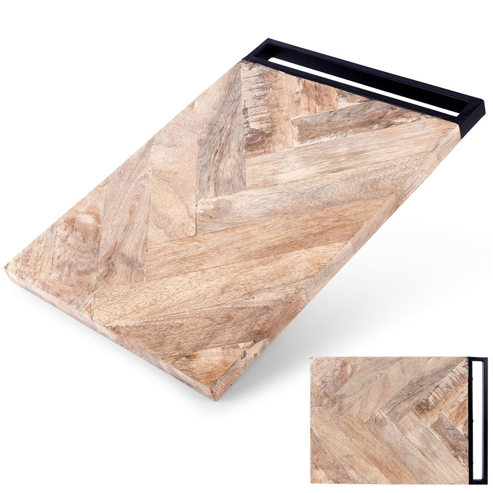 Exclusive Mango Wood Cutting Board with Black Metal Handle