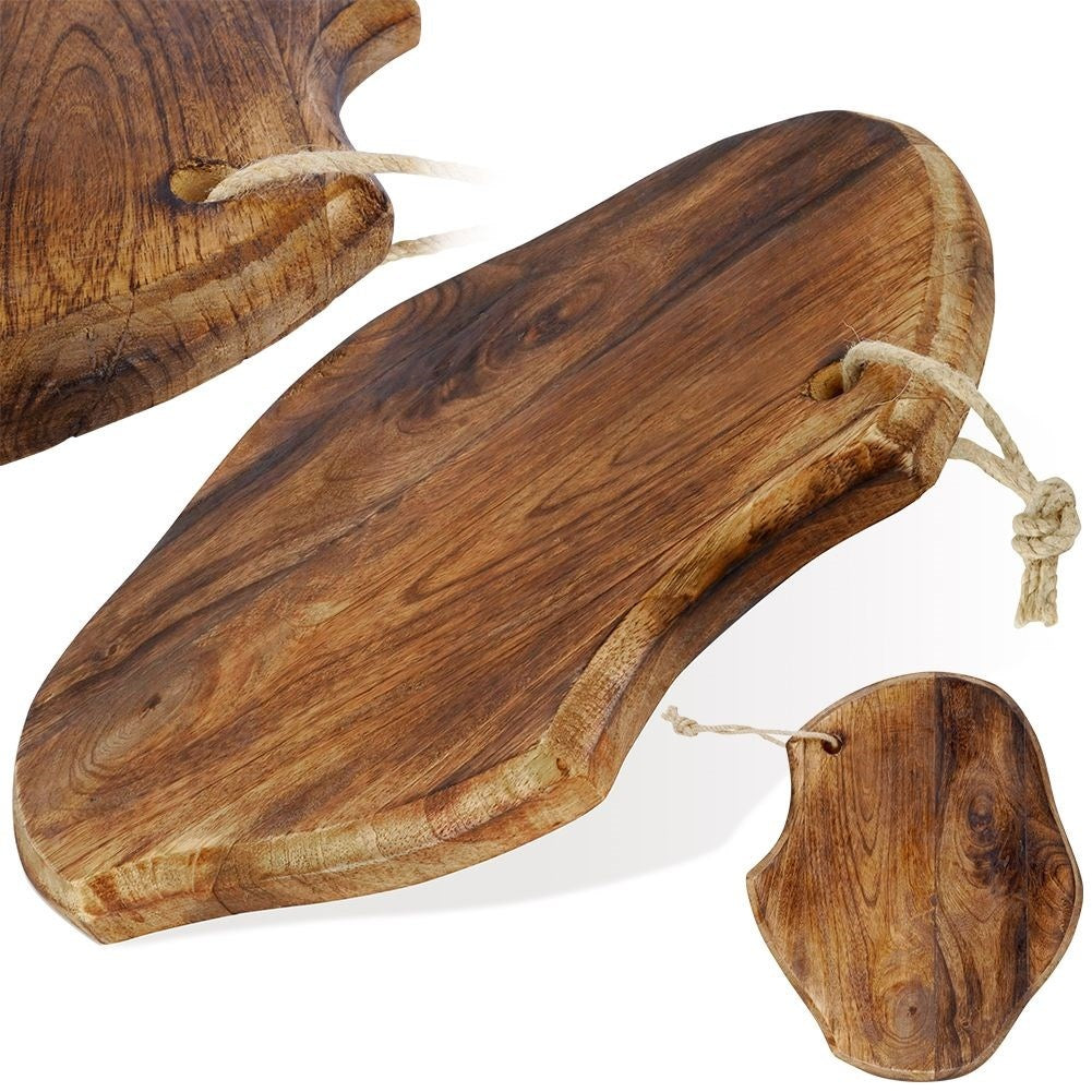 Exotic mango wood kitchen board - unique aged look and shape