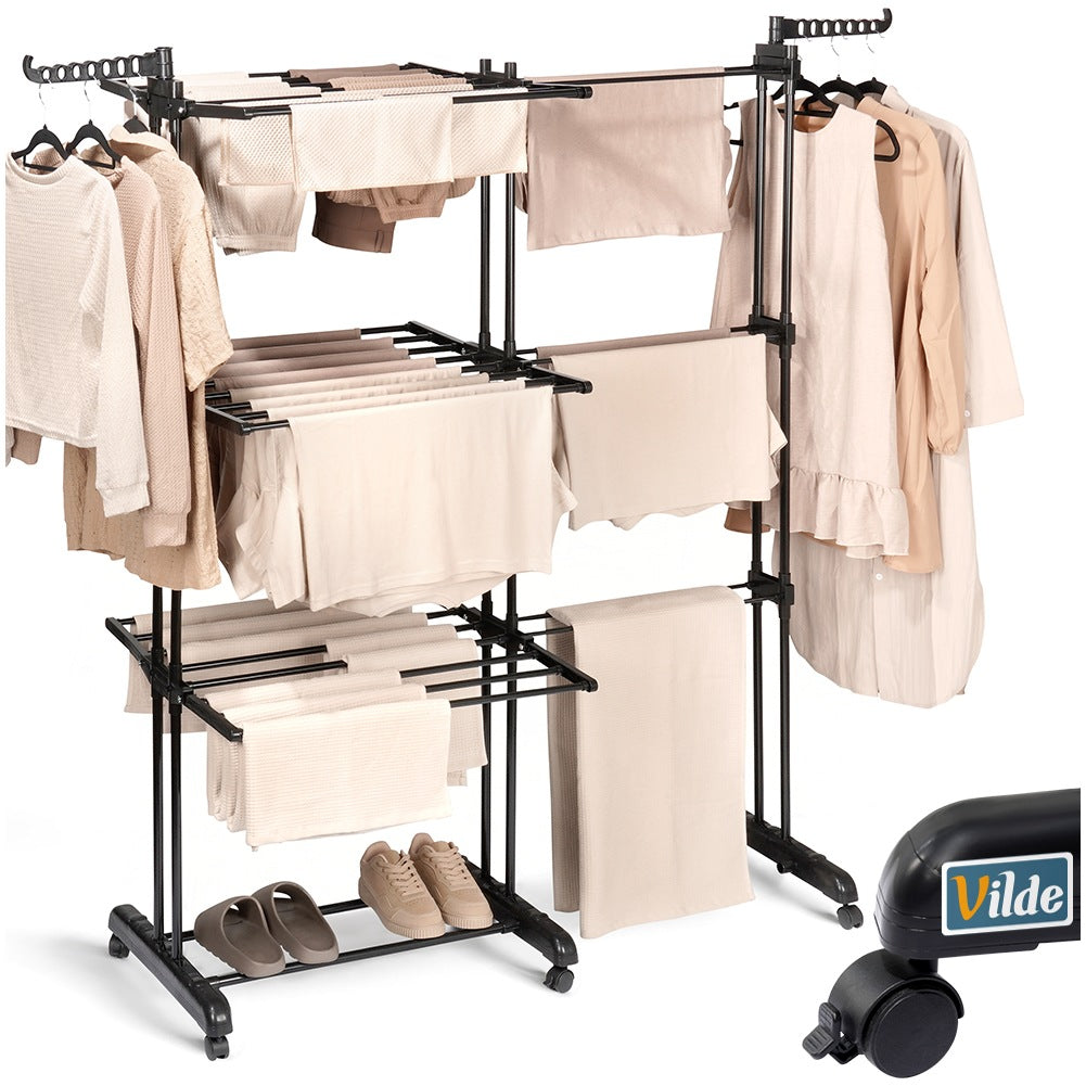 Expandable Black Metal Clothes Dryer Rack XXL 78-130x64x172 cm