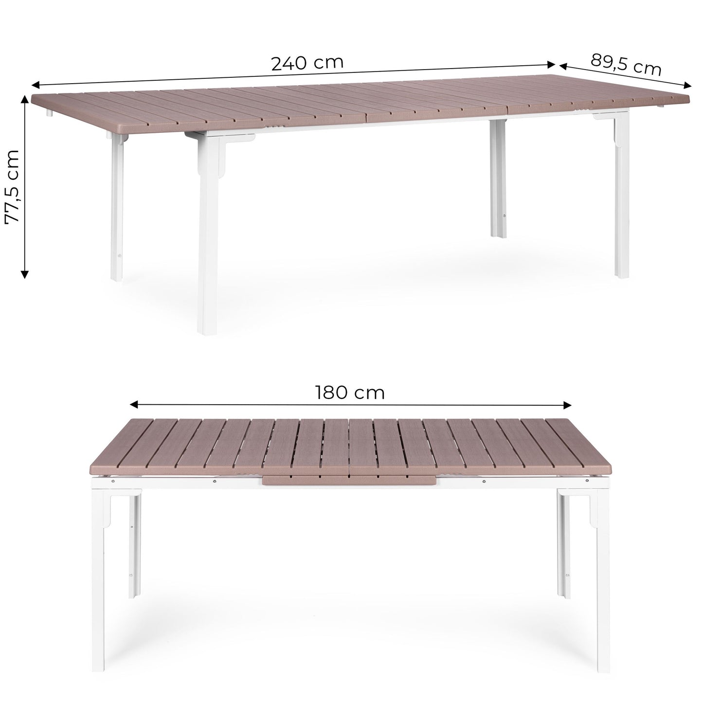 Extendable Garden Table for 12, 180–240 cm, Steel & HDPE