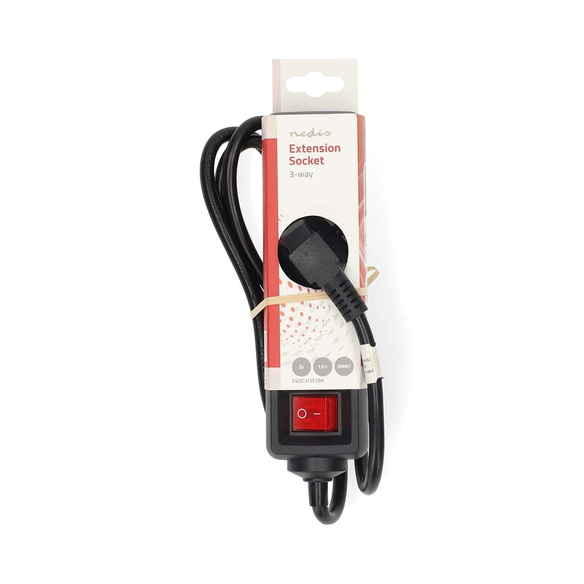 Extension Socket | Type F (CEE 7/7) | 3-Way | 1.50 m | 3680 W | 16 A | Kind of grounding: Side Contacts | 230 V AC 50/60 Hz | Socket angle: 45 ° | H05VV-F 3G1.5mm² | On/Off switch | Black