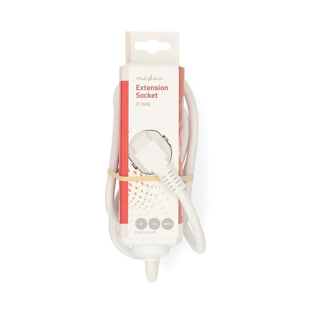 Extension Socket | Type F (CEE 7/7) | 3-Way | 1.50 m | 3680 W | 16 A | Kind of grounding: Side Contacts | 230 V AC 50/60 Hz | Socket angle: 45 ° | H05VV-F 3G1.5mm² | White