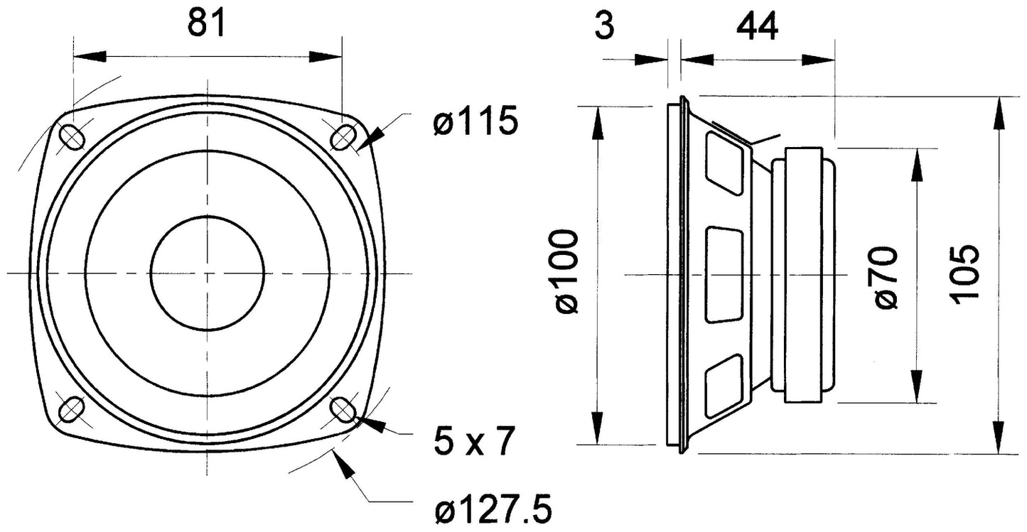 FR 10 - 8 Ohm - 10 cm (4") full range speaker