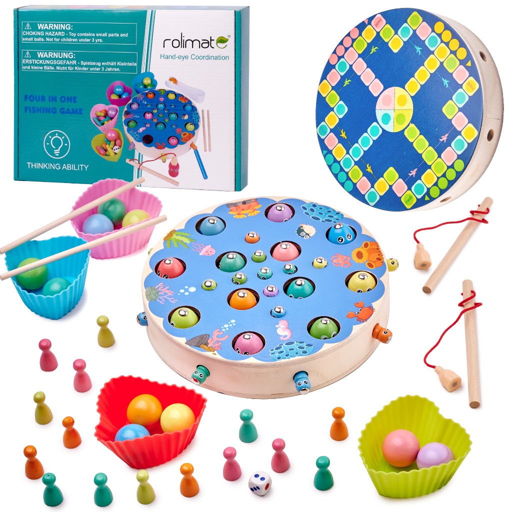 Family game fish caterpillar fishing montessori