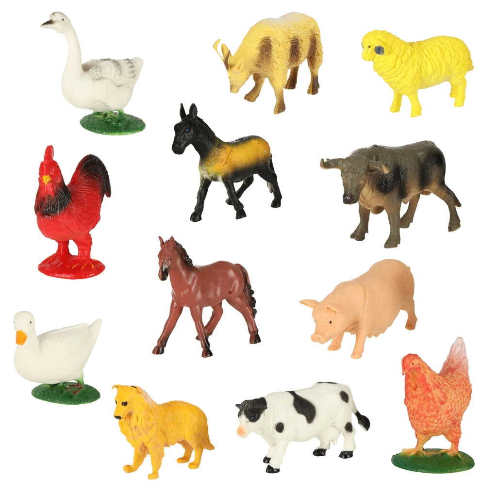 Farm animals figurines set cow horse 12pcs