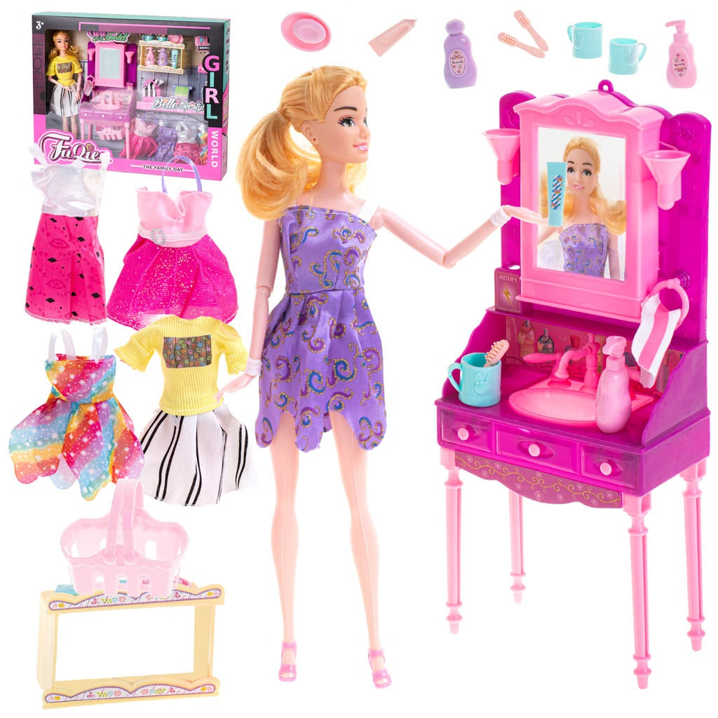 Fashionista doll with dressing table and clothes to change into