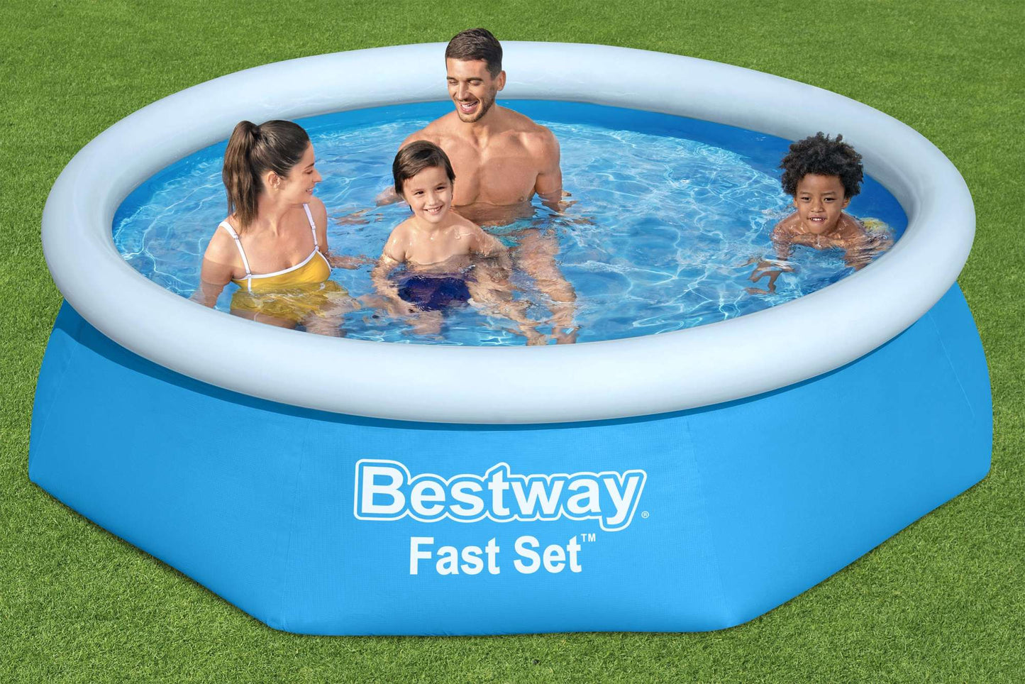 Fast Set Inflatable Pool with Pump, 2.44m x 61cm