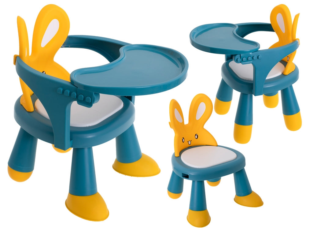 Feeding and play table chair yellow and blue