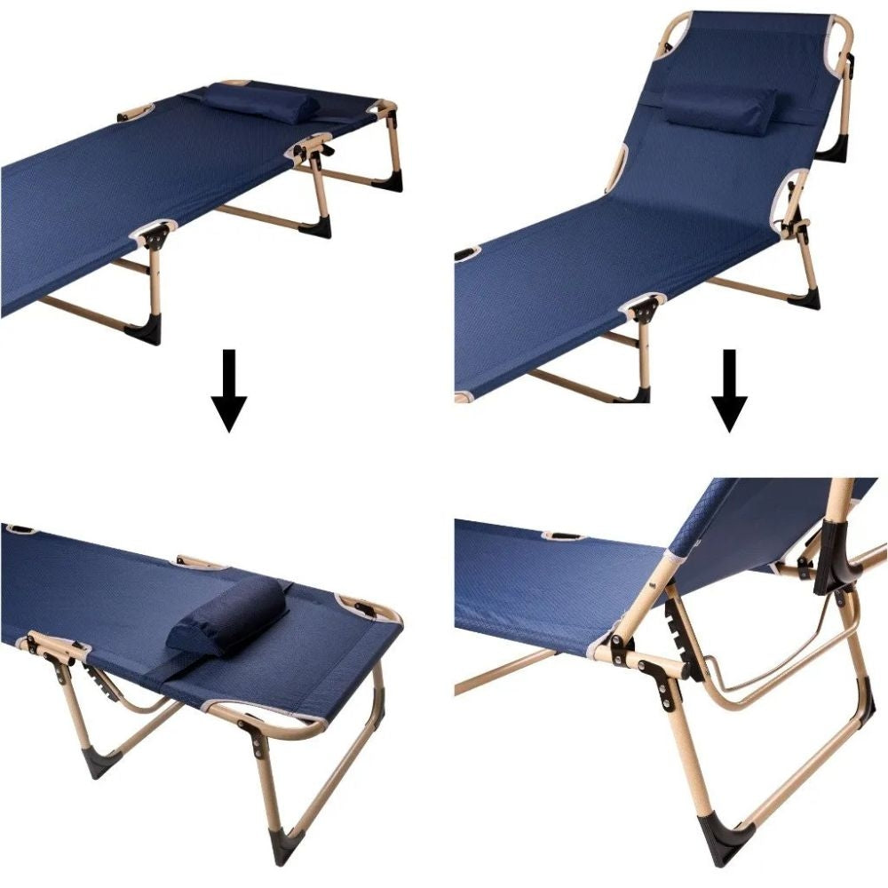 Field bed folding tourist bed canada navy blue