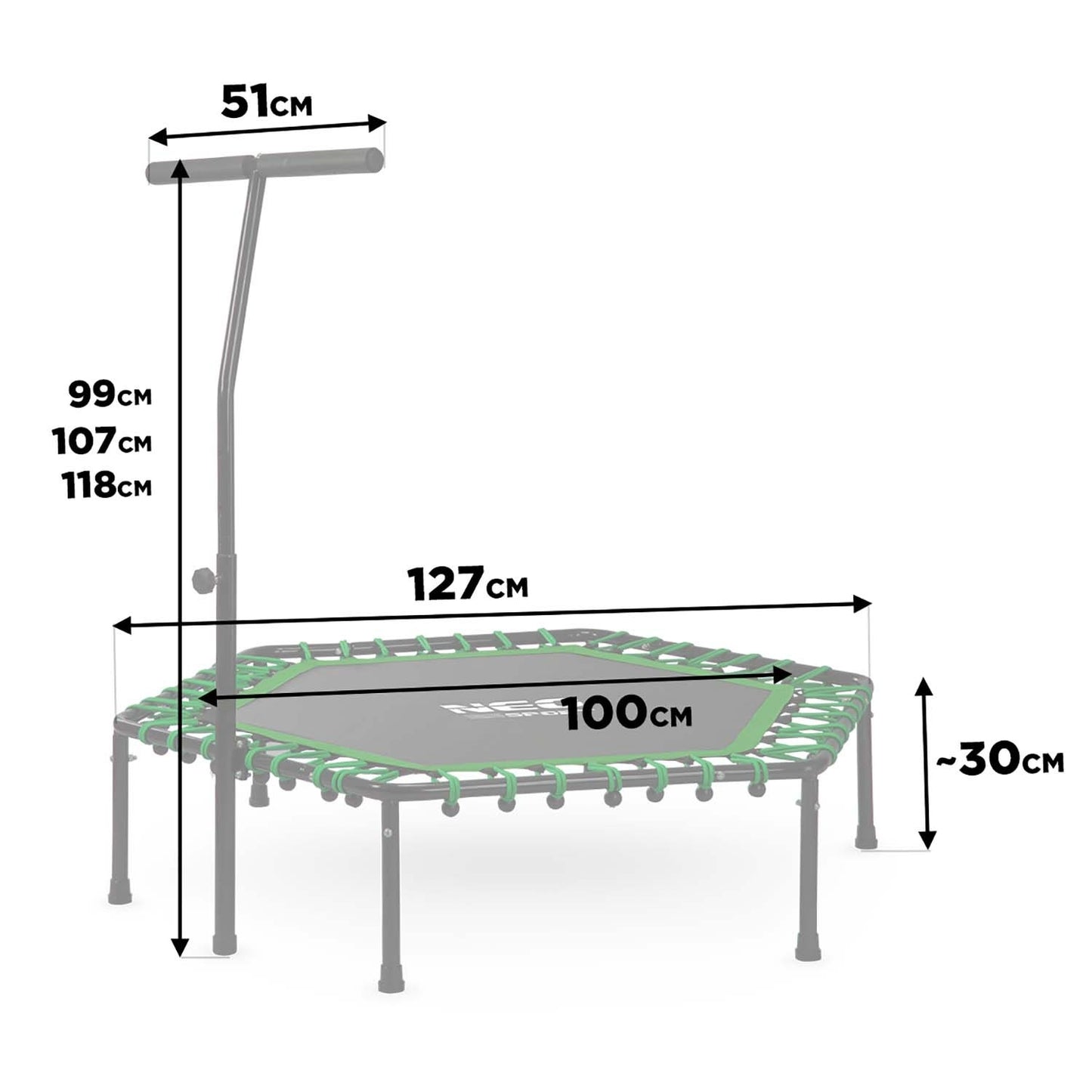Fitness Trampoline with Handle 127 cm Neo-Sport - Hexagonal Green