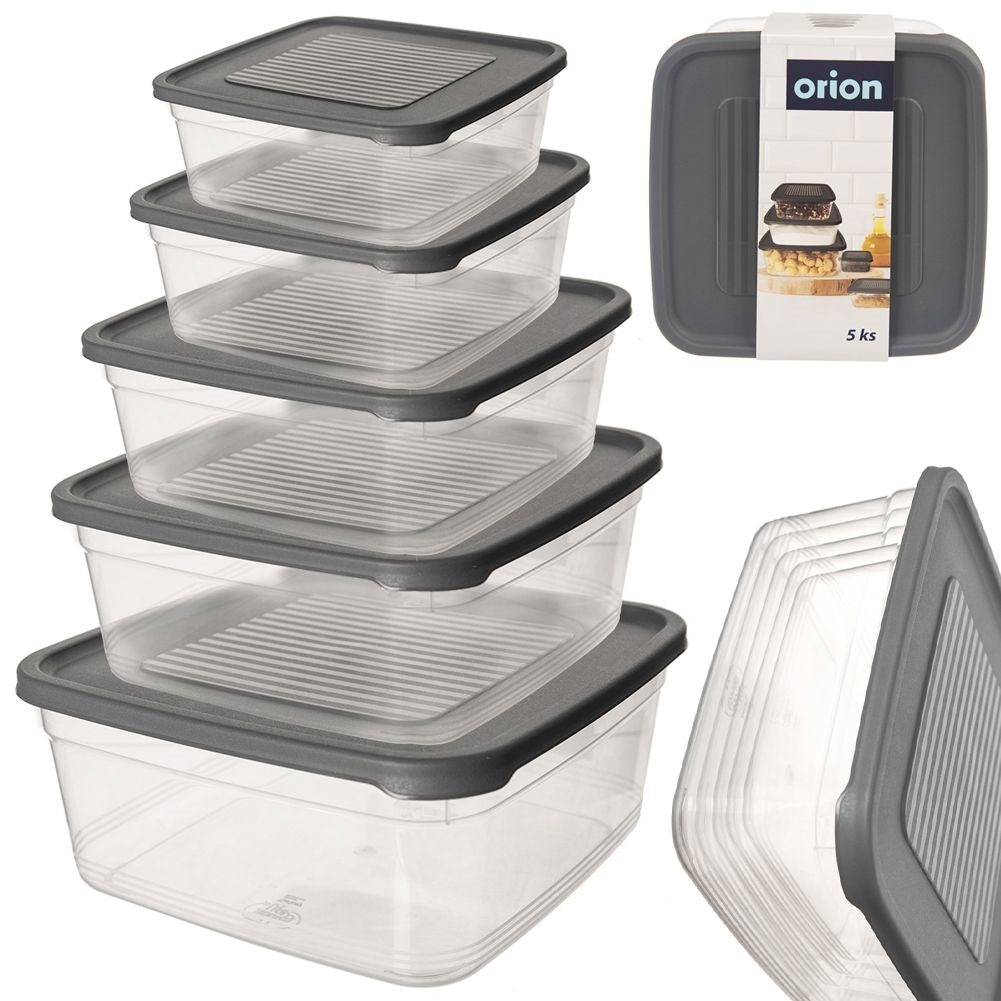Five durable food boxes in different sizes for all food storage