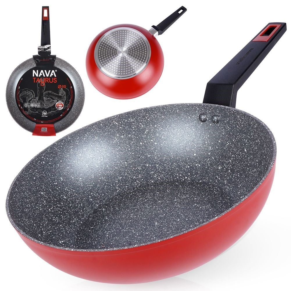 Five-layer wok with non-stick granite coating
