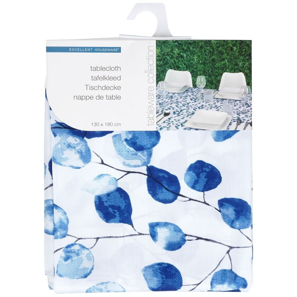 Flameproof white-blue canvas for home and garden