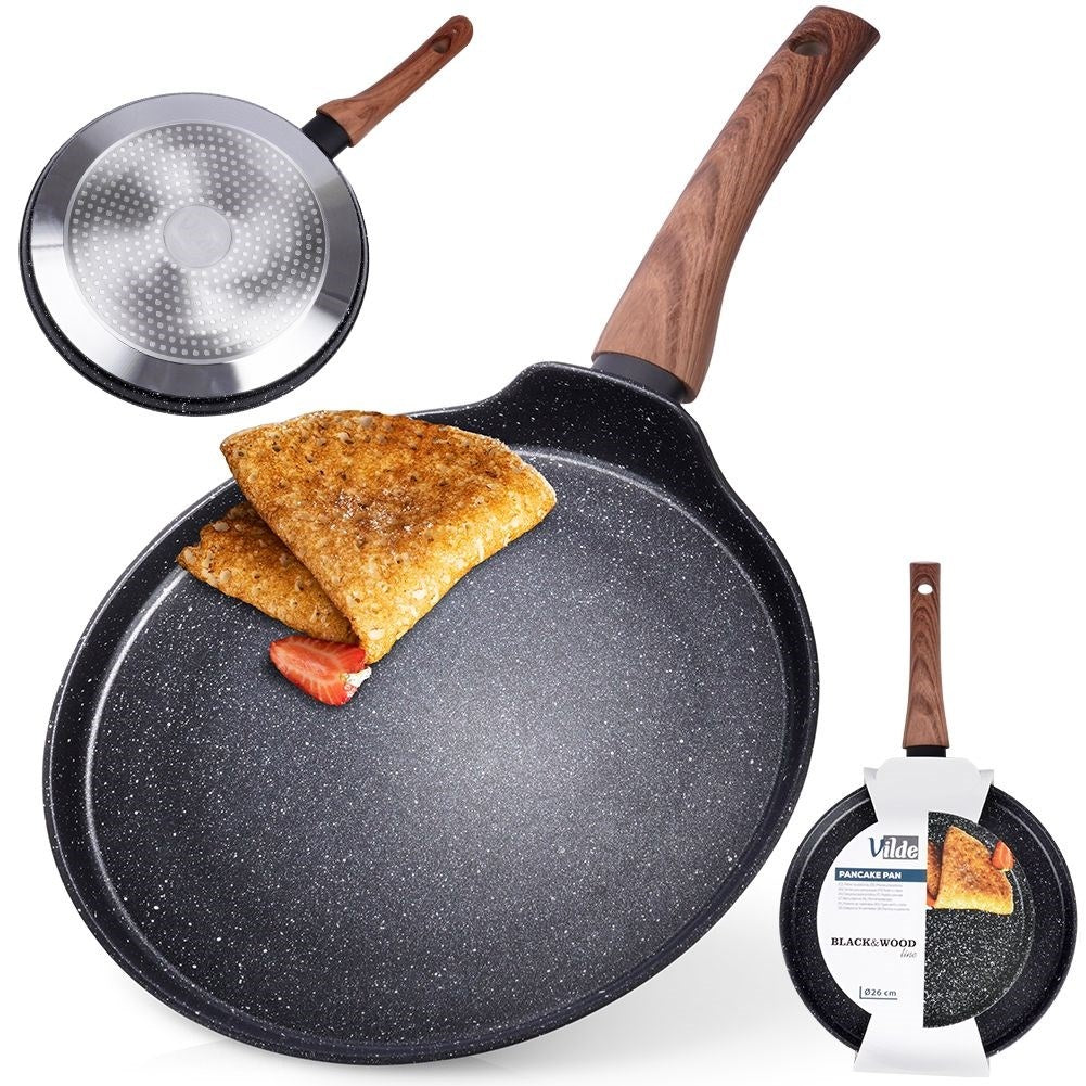 Flat frying pan 26 cm with granite coating for all stoves