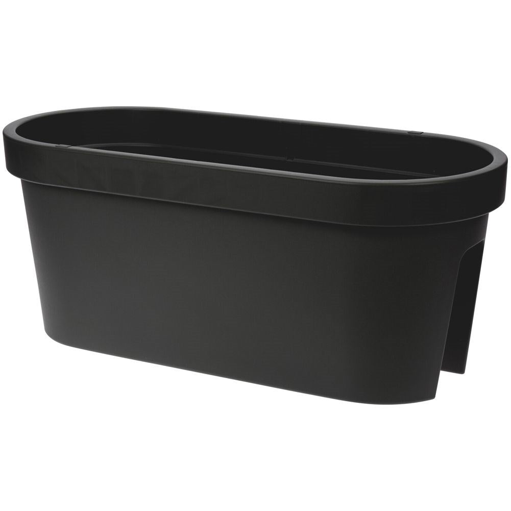 Flower pot for railings, 90% recycled, trendy black color