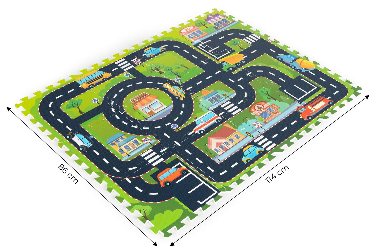 Foam mat for children puzzle city streets roads trafics