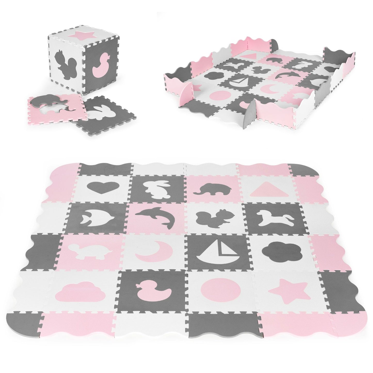 Foam mat with a fence puzzle dry pool 36 elements ECOTOYS
