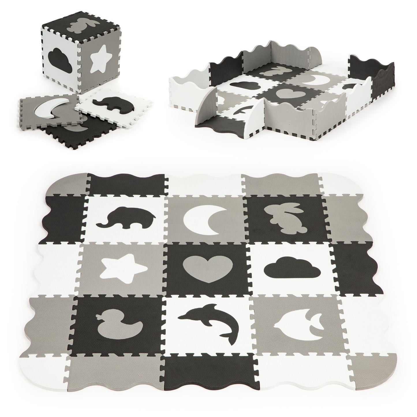 Foam mat with fence puzzle dry pool 25 elements ECOTOYS