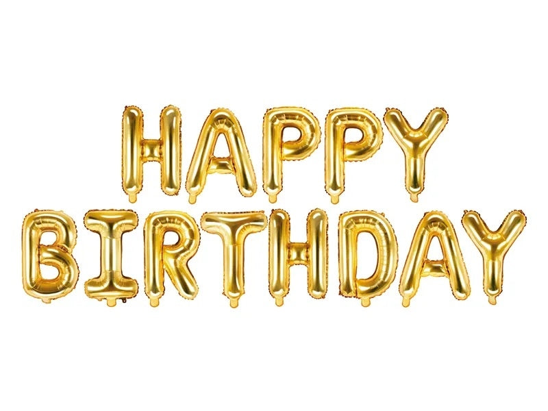 Foil balloon birthday decoration Happy Birthday gold 340cm x 35cm