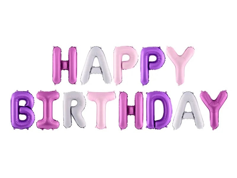 Foil balloon birthday decoration Happy Birthday rainbow 340cm x 35cm
