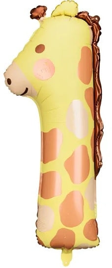 Foil balloon number \1\" - Giraffe 31x82 cm"
