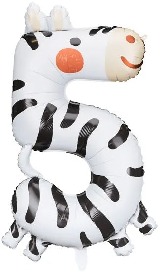 Foil birthday balloon number \5\" - Zebra 68x98 cm"