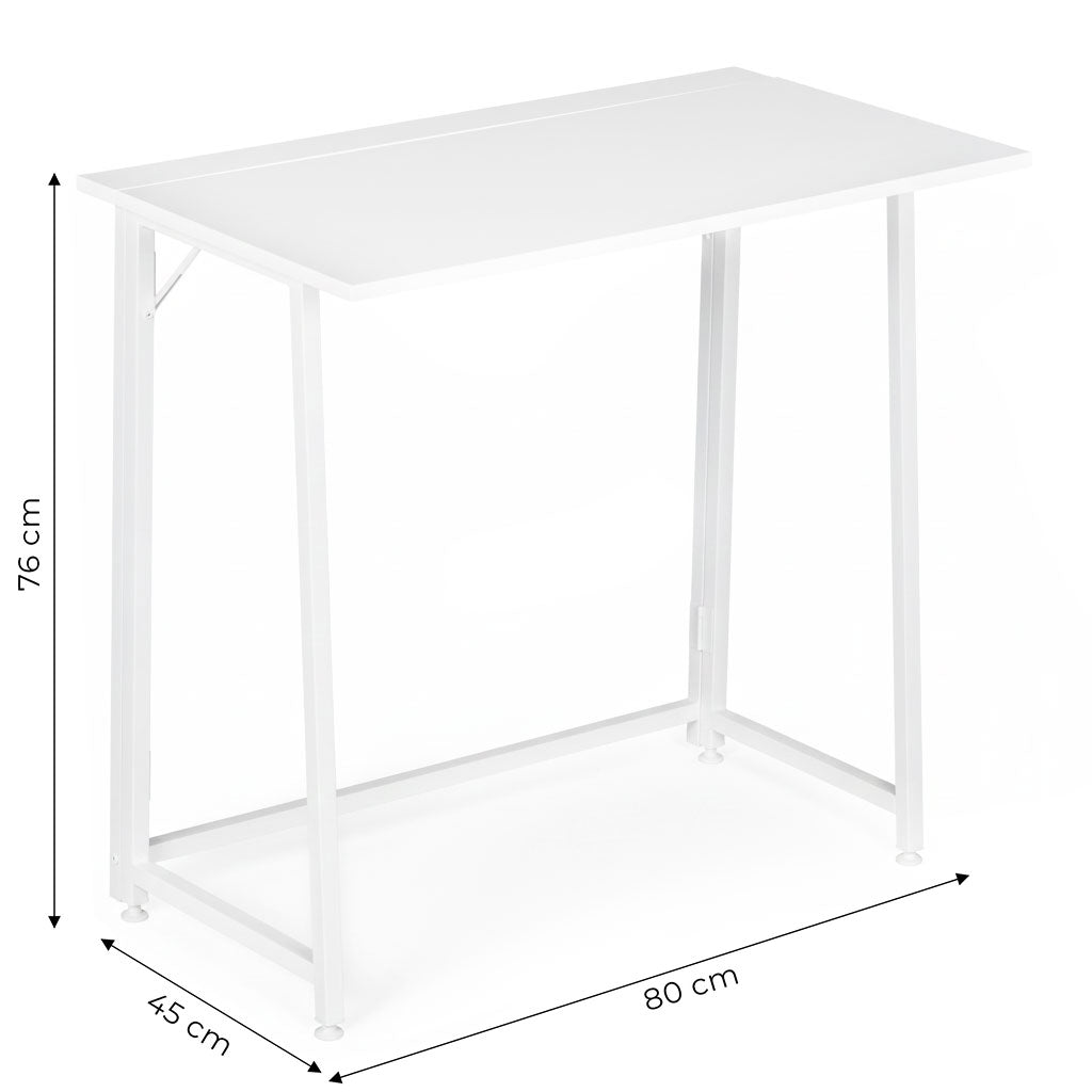 Foldable Laptop Desk 80x45 cm, White MDF, Space-Saving