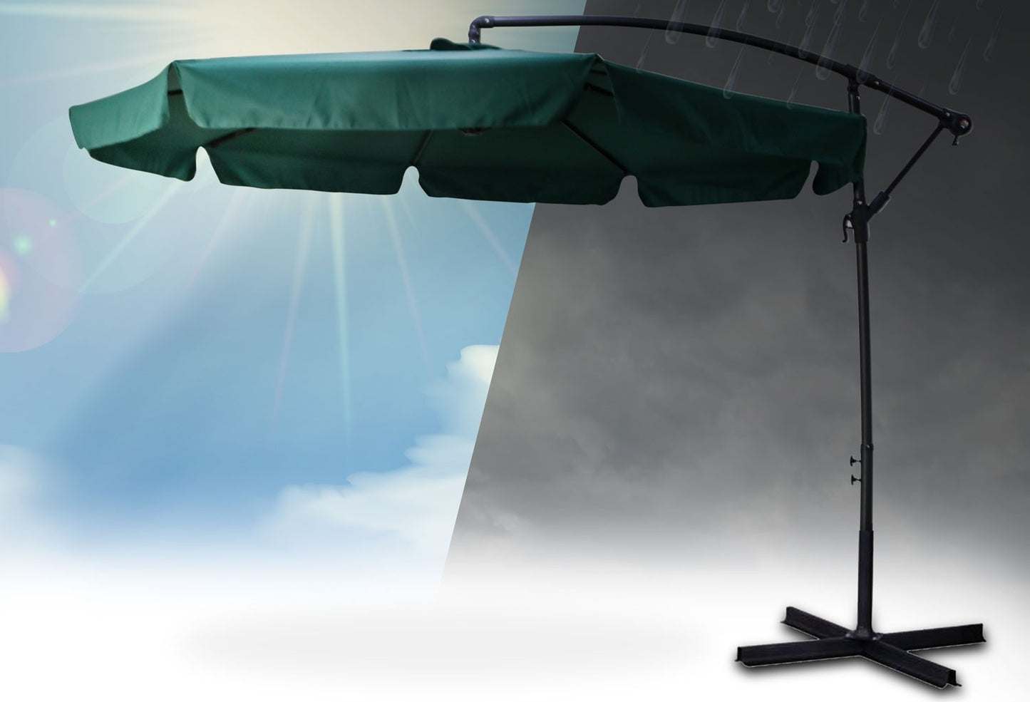 Folding Garden Parasol, 8 Segments, Green, 350 cm