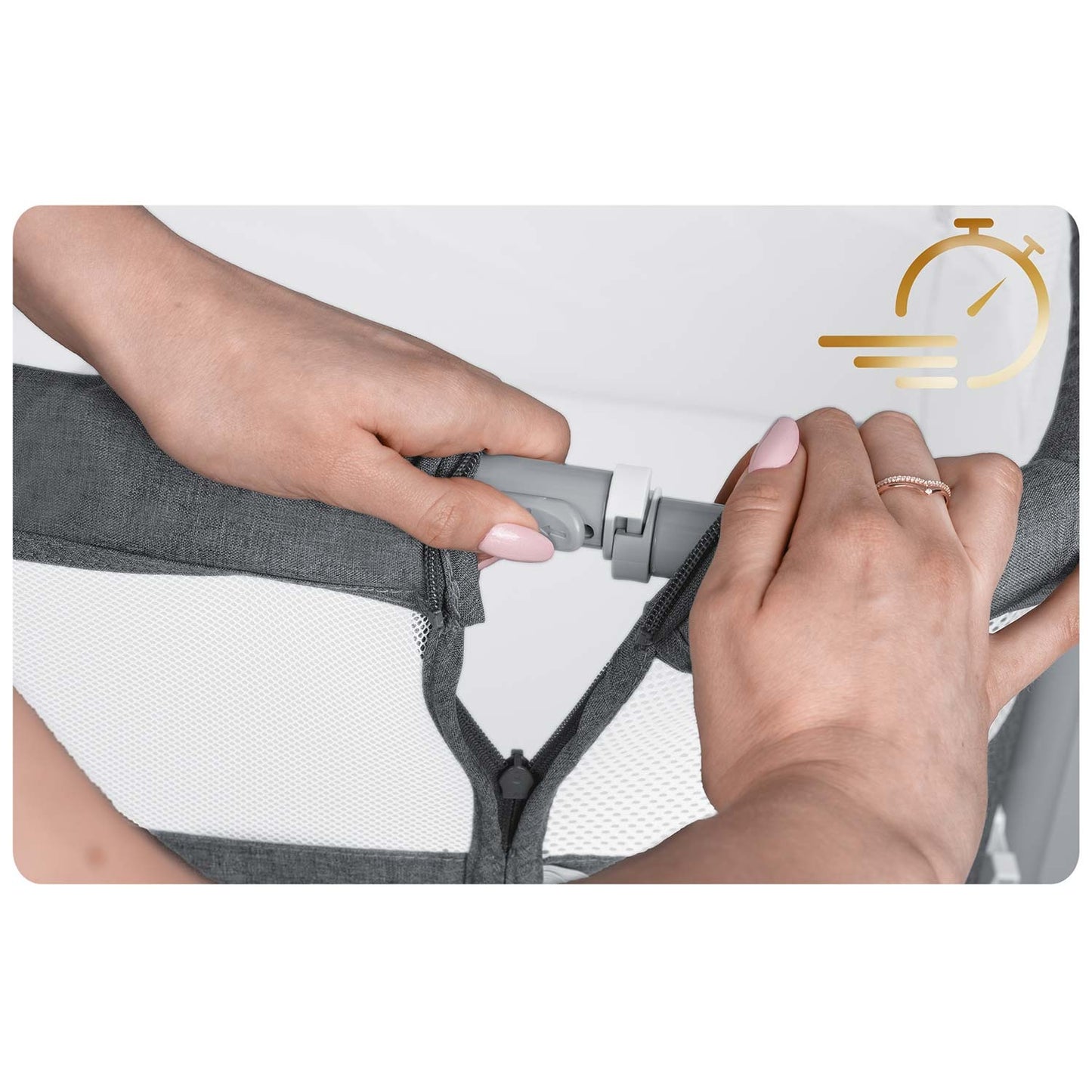 Folding Travel Baby Crib with Co-Sleeper Feature