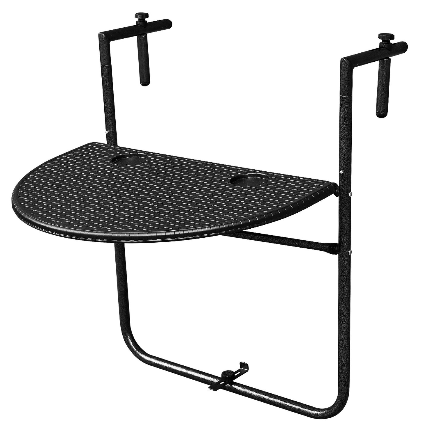 Folding balcony table, suspended on a railing, black