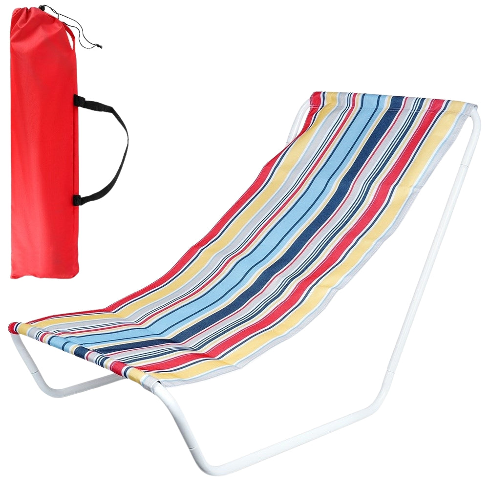 Folding beach chair with metal, comfort and handle bag
